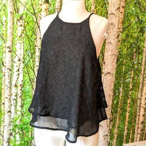 Francesca's Made in USA Black Double Layer High Neck Tank Top, New with Tags